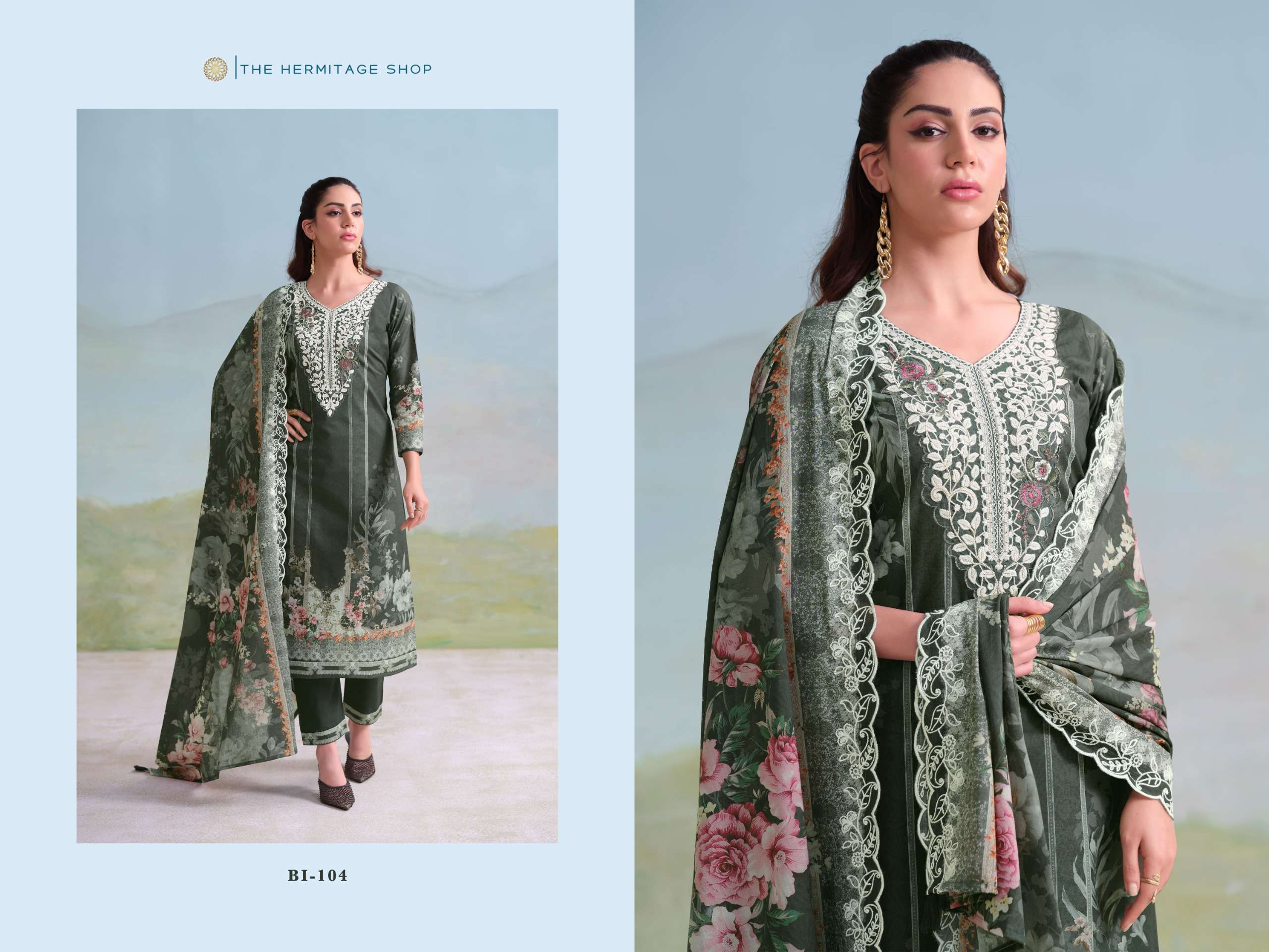 THE HERMITAGE SHOP BINSAEED ORIGINALS  GIZA LAWN CROSHIA SUIT LUXURY WEAR AND FESTIVE FASHION 